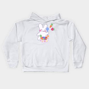 Bunny with fruit salad bowl Kids Hoodie